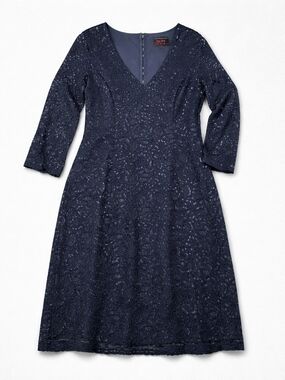 Banana Republic x L’Wren Scott Navy Sequin Floral Lace Dress Size 6